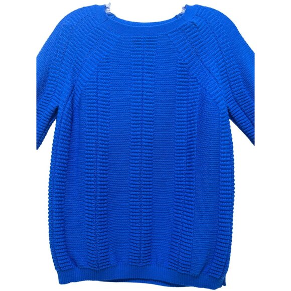 B.Solfin 100% Cashwool Sweater Women 40 Medium Blue Knit Crew Neck Grannycore - Picture 4 of 11